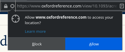 Oxford references wants to know your location